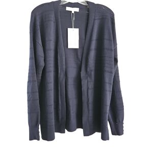 Verve Ami Sweater Size M Blue Open Front Textured Cardigan